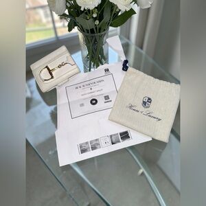 Gucci Horsebit Leather Trifold Wallet - Ivory/Cream